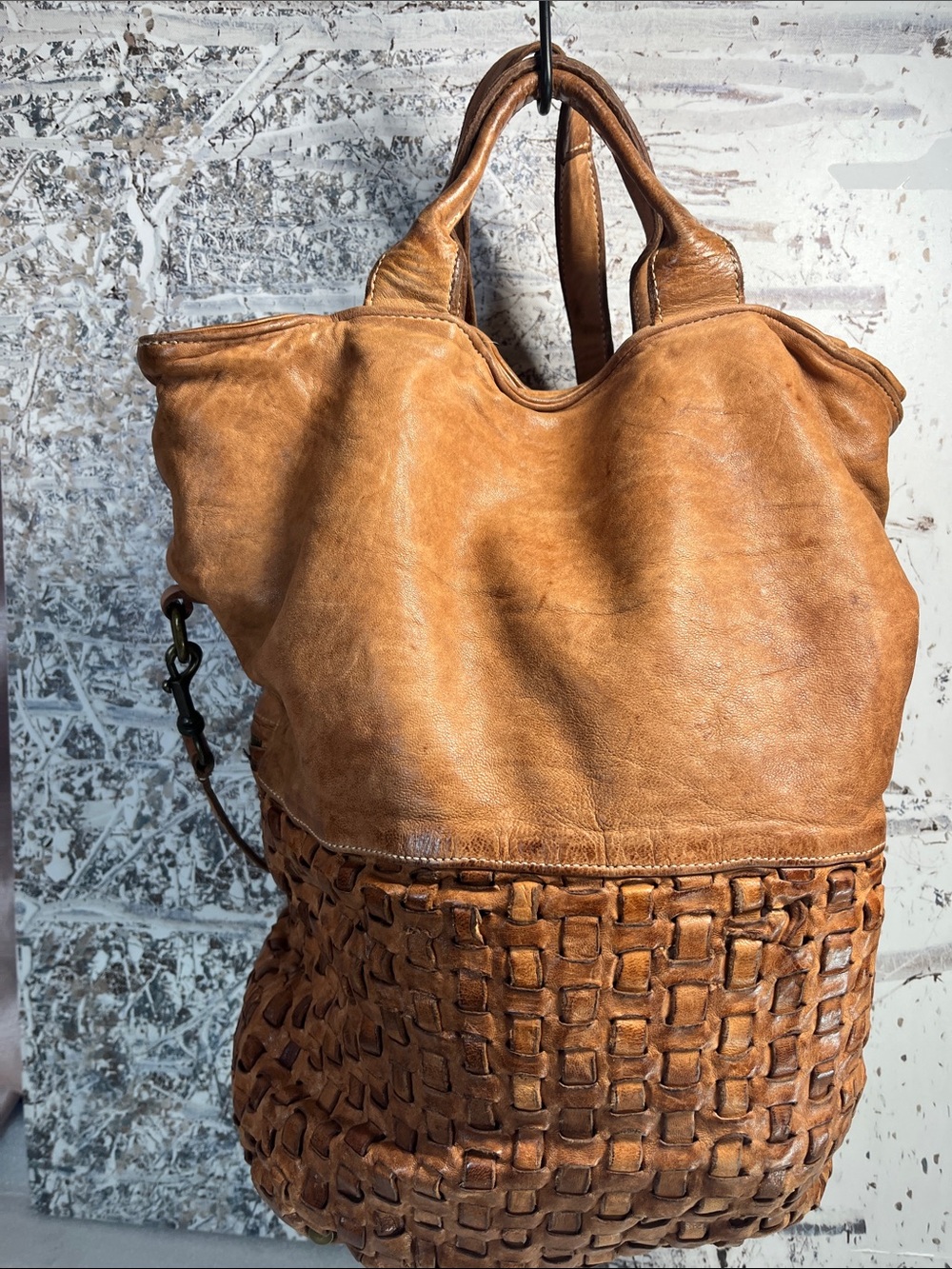Langellotti Woven Leather Tote Bucket Bag - Picture 3 of 11
